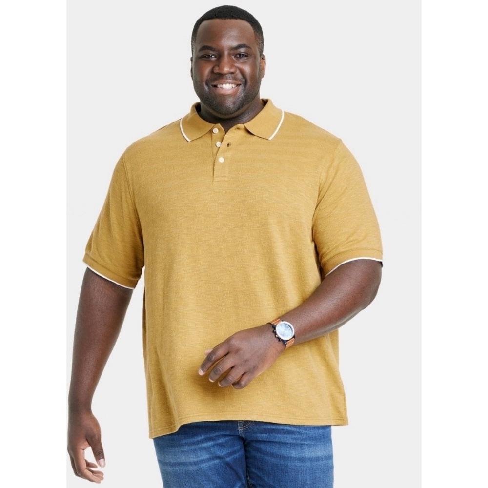 Goodfellow & Co Regular Fit Short Sleeve Polo Shirt Golden Yellow Size L